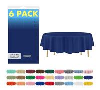 ZIMPLEWARE Premium Navy Blue Plastic Table Cloth Disposable (6 Pack) Round Tablecloth (84in) Party Table Cloths Disposable, Perfect Table Cloth Round Cover for Any Table Up to 6 Feet