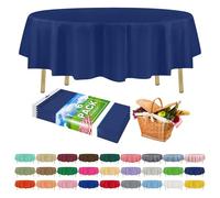 ZIMPLEWARE Premium Navy Blue Plastic Table Cloth Disposable (6 Pack) Round Tablecloth (84in) Party Table Cloths Disposable, Perfect Table Cloth Round Cover for Any Table Up to 6 Feet