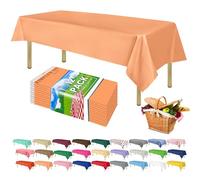 ZIMPLEWARE Premium Peach Plastic Table Cloth Disposable (12 Pk) Plastic Tablecloths for Rectangle Tables (54in x 108in) Party Table Cloths Disposable for 6ft to 8ft Rectangle Tables