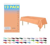 ZIMPLEWARE Premium Peach Plastic Table Cloth Disposable (12 Pk) Plastic Tablecloths for Rectangle Tables (54in x 108in) Party Table Cloths Disposable for 6ft to 8ft Rectangle Tables