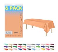 ZIMPLEWARE Premium Peach Plastic Table Cloth Disposable (6 Pk) Plastic Tablecloths for Rectangle Tables (54in x 108in) Party Table Cloths Disposable for 6ft to 8ft Rectangle Tables