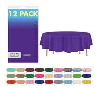 ZIMPLEWARE Premium Purple Plastic Table Cloth Disposable (12 Pack) Round Tablecloth (84in) Party Table Cloths Disposable, Perfect Table Cloth Round Cover for Any Table Up to 6 Feet