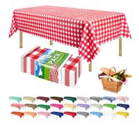 ZIMPLEWARE Premium Red Gingham Checkered Plastic Table Cloth Disposable (12 Pk) Plastic Tablecloths for Rectangle Tables (54in x 108in) Party Table Cloths Disposable for 6ft to 8ft Rectangle Tables