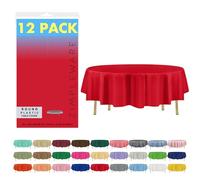 ZIMPLEWARE Premium Red Plastic Table Cloth Disposable (12 Pack) Round Tablecloth (84in) Party Table Cloths Disposable, Perfect Table Cloth Round Cover for Any Table Up to 6 Feet