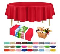 ZIMPLEWARE Premium Red Plastic Table Cloth Disposable (12 Pack) Round Tablecloth (84in) Party Table Cloths Disposable, Perfect Table Cloth Round Cover for Any Table Up to 6 Feet