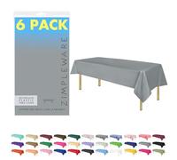 ZIMPLEWARE Premium Silver Plastic Table Cloth Disposable (6 Pk) Plastic Tablecloths for Rectangle Tables (54in x 108in) Party Table Cloths Disposable for 6ft to 8ft Rectangle Tables