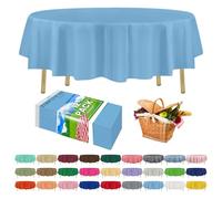 ZIMPLEWARE Premium Sky Blue Plastic Table Cloth Disposable (12 Pack) Round Tablecloth (84in) Party Table Cloths Disposable, Perfect Table Cloth Round Cover for Any Table Up to 6 Feet