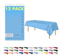 ZIMPLEWARE Premium Sky Blue Plastic Table Cloth Disposable (12 Pk) Plastic Tablecloths for Rectangle Tables (54in x 108in) Party Table Cloths Disposable for 6ft to 8ft Rectangle Tables