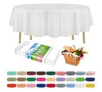 ZIMPLEWARE Premium White Plastic Table Cloth Disposable (6 Pack) Round Tablecloth (84in) Party Table Cloths Disposable, Perfect Table Cloth Round Cover for Any Table Up to 6 Feet