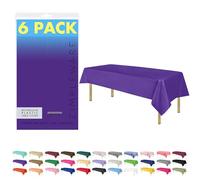 ZIMPLEWARE Purple Standard Disposable Plastic Party Tablecloth [6-Pack] 54 x 108” Rectangle Table Cover For Indoor & Outdoor Use