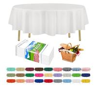 ZIMPLEWARE White 84 Round 12 pack Standard Disposable Plastic Party Tablecloth 84 Inch Round Table Cover By