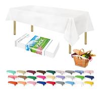 ZIMPLEWARE White Standard Disposable Plastic Party Tablecloth [6-Pack] 54 x 108” Rectangle Table Cover For Indoor & Outdoor Use