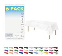ZIMPLEWARE White Standard Disposable Plastic Party Tablecloth [6-Pack] 54 x 108” Rectangle Table Cover For Indoor & Outdoor Use