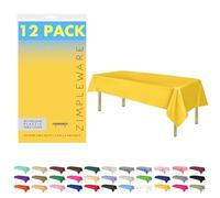 ZIMPLEWARE Yellow Standard Disposable Plastic Party Tablecloth [12-Pack] 54 x 108” Rectangle Table Cover For Indoor & Outdoor Use