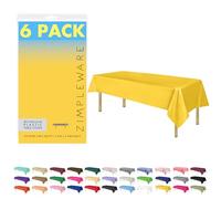 ZIMPLEWARE Yellow Standard Disposable Plastic Party Tablecloth [6-Pack] 54 x 108” Rectangle Table Cover for Indoor & Outdoor Use