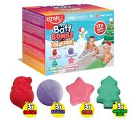 ZIMPLI - 12 x Christmas Baff Bombz, Bath Bombs Gift Set, Xmas Bath Fizzers for Kids, Organic, Natural, Vegan Friendly & Cruelty Free