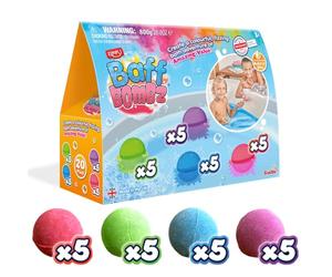 ZIMPLI - 20 x Baff Bombz, Kids Bath Bombs Gift Set, Bubble Bath Fizzers, Birthday Toy for 4 Plus Year Old Boys & Girls