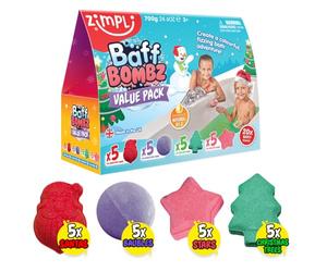 ZIMPLI - 20 x Christmas Baff Bombz, Bath Bombs Gift Set for Kids, Xmas Present Bath Fizzers, Great Fun Gift for boys girls 4 5 6 7 8 9