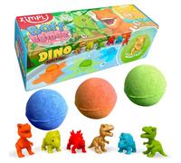 ZIMPLI - 3 x Large Dino Surprise Bath Bombs, 1 of 6 Surprise Dinosaur Toys to Collect, One per Baff Bomb, Bubble Bath Fizzies for Birthday, Xmas Gifts