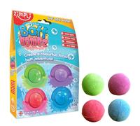 ZIMPLI 4 x Baff Bombz, Create a Colourful, fizzing, bathtime Adventure, Children's Bath Bombs Gift Set, Kids Stocking Fillers, Organic, Natural
