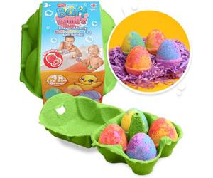 ZIMPLI - 4 x Fizzy Egg Baff Bombz, Alternative to Chocolate Treats, Bath Bombs Gift Set, Moisturising, Easter Gift for Boys Girls 4 5 6 7 8 9