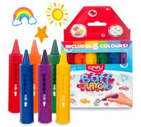 ZIMPLI 6 Large Bath Crayons, Washable Colourful Kids Bath Pens, Creative Mess-Free Shower Toy, Wipe Clean Bath Fun, Paint Sticks for the Tub, Arts & Crafts