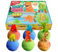 Zimpli Kids 6 x Large 100g Dino Surprise Bath Bombs, 6 Surprise Dinosaur Toys Inside! Christmas & Birthday Gifts for Children, Bath Toys for Boys & Girls, Bubble Bath Bomb Gift Set