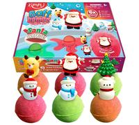 ZIMPLI - 6 x Large Santa Surprise Bath Bombs, 6 x Christmas Surprise Toys, Xmas Baff Bomb Gift Set for Children, Presents aged 3 and up