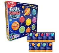 ZIMPLI - 9 x Solar System Baff Bombz, 9 x Planetary Fact Cards, Educational Planet Bath Bombs for Kids, Learning Science Kit, Xmas Gift for Boys & Girls