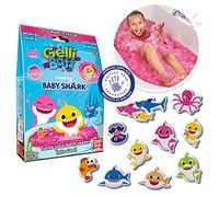 ZIMPLI - Baby Shark Gelli Baff Pink with Floating 3D Bath Sticker, 1 Bath or 6 Play Uses, Magically turns water into thick, colourful goo, Bathtub Toy