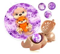 ZIMPLI Baff Buddies Mama & Baby Otter Floating Bath Toy, 3 x Calming Shimmery Lavender Bath Bombs & Water Squirter Toy, Motor Skill Development, Kids Gift