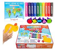 ZIMPLI - Baff Paints Activity Set, 10 Washable Bath Paint Sticks, Colouring Bath Book, Duck Sponge, 5 Fun Shape Stamps & Mesh Storage Bag, Value Bath Toy for Boys & Girls