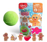 ZIMPLI Christmas Surprise Bath Bomb Gingerbread, 1 of 6 Gingerbread Toys to Collect, One per Large Baff Bomb, Collectable Toy for Boys & Girls, Xmas & Birthday Gifts