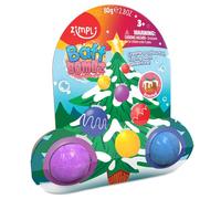 ZIMPLI - Christmas Tree Baff Bombz on Gift Card, Xmas Gift, Bath Bombs Stocking Filler for Boys & Girls, Fizzers for Kids, UK Made
