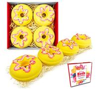 Zimpli Gifts 4 x Large Doughnut Bath Bombs, Fizzing Colourful Bath Fizzers, Birthday Gift Set for Women, Her, Girlfriend, Mum, Hamper Gifts, Christmas Stocking Filler Present, Bath Spa, Relaxing