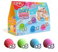 Zimpli Kids - 20 x Baff Bombz, Creates a Fizzing, Bath Time Adventure, Bubble Bath Bomb Gift Box, Party Bag Favours, Goody Bag Fillers for Children, Organic & Moisturising, Birthday Gifts for Kids