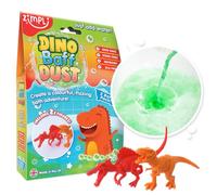 Zimpli Kids Dino Baff Dust 2 Bath Pack and 2 x Dinosaur Figures, Magical Bubble Bath Bomb Soak Powder for Children, Bubble Spa Bath Gift for Kids, Dinosaur Gifts for Boys, Bath Toy, Non-Toxic