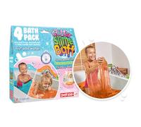 Zimpli Kids Glitter Slime Baff Orange & Aqua, 4 Bath Value Pack, Magically turns water into gooey, glittery slime, 2 x Free Crackle Baff, DIY Slime Kit for Children, Educational Birthday Gift