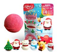 ZIMPLI - Large Santa Surprise Bath Bomb, Contains 6 Surprise Christmas Toys to Collect in Total, One per Baff Bomb, Stocking Filler for boys girls 4 5 6 7 8 9