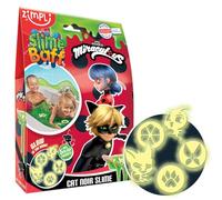 ZIMPLI Miraculous Cat Noir Slime Baff Green, 5 x Glow-in-the-dark figures, Magically turns water into gooey, colourful slime, Certified Biodegradable
