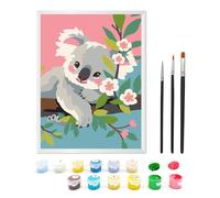Zimrobin Paint by Numbers for Children Ages 6-12 with Pre-Printed Cardboard, 12 Vibrant Acrylic Paint Pots, a Frame, and 3 Painting Brushes(Lovely Koala)