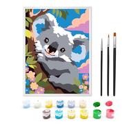 Zimrobin Paint by Numbers for Children Ages 6-12 with Pre-Printed Cardboard, 12 Vibrant Acrylic Paint Pots, a Frame, and 3 Painting Brushes(Grey Koala)