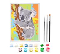 Zimrobin Paint by Numbers for Children Ages 6-12 with Pre-Printed Cardboard, 12 Vibrant Acrylic Paint Pots, a Frame, and 3 Painting Brushes(Koala on a Tree)