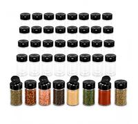 Zimtty Plastic Spice Jars with Black Flip Caps, Clear Empty Spice Bottles for Seasoning Herbs Kitchen Camping Travel 40 Pack 1 oz
