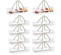 Zinaroty 10 Pcs Clear Cake Boxes with Handles, Rectangular Plastic Bakery Cake Gift Boxs for Birthday Wedding Dessert Gift Party (29.5x7.8x7.8cm)