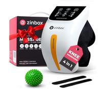 zinbox Upgraded 4-in-1 Portable Knee Massager with Red Light Therapy, Vibration, Heated Massage Therapy for Pain Relief, Arthritis, Knee Injuries, Joint Stiffness - Top 2024 Knee Pain Relief Product
