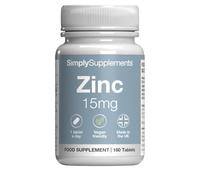 Zinc 15mg Tablets | Contributes to Normal Fertility, Hair, and Immune System Function | Potent One-a-Day Formula | 180 Tablets = 6 Months' Supply | Manufactured in The UK to GMP Standards