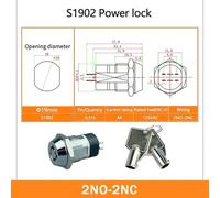 Zinc 2 Position ON OFF Key Lock Switch 12 16 19mm Electronic Power Switch Compatible With Security Electronics Deposit Box For Part Number 5 10 20Set(S1902(2NO-2NC))