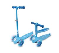 Zinc 3-In-1 Kids Scooter for Ages 1+ - Adjustable 3 Wheeled Scooter with Removeable Seat, Lean ‘n’ Steer, Rear Footbrake & Light Up Wheels - Perfect for Toddlers, Beginners, Boys & Girls, Blue