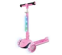 Zinc 3 Wheel Folding Led Shine Scooter for Kids, Light Up Stem with 20 Light Functions, Folding, Non-Slip Grips, Adjustable Handlebar, Pink